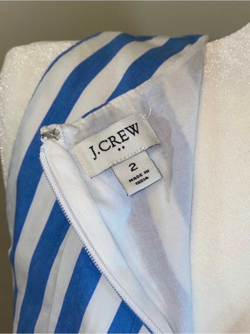 J Crew blue striped long nautical tiered faux leather wrap maxi dress, size 2 - Picture 11 of 11